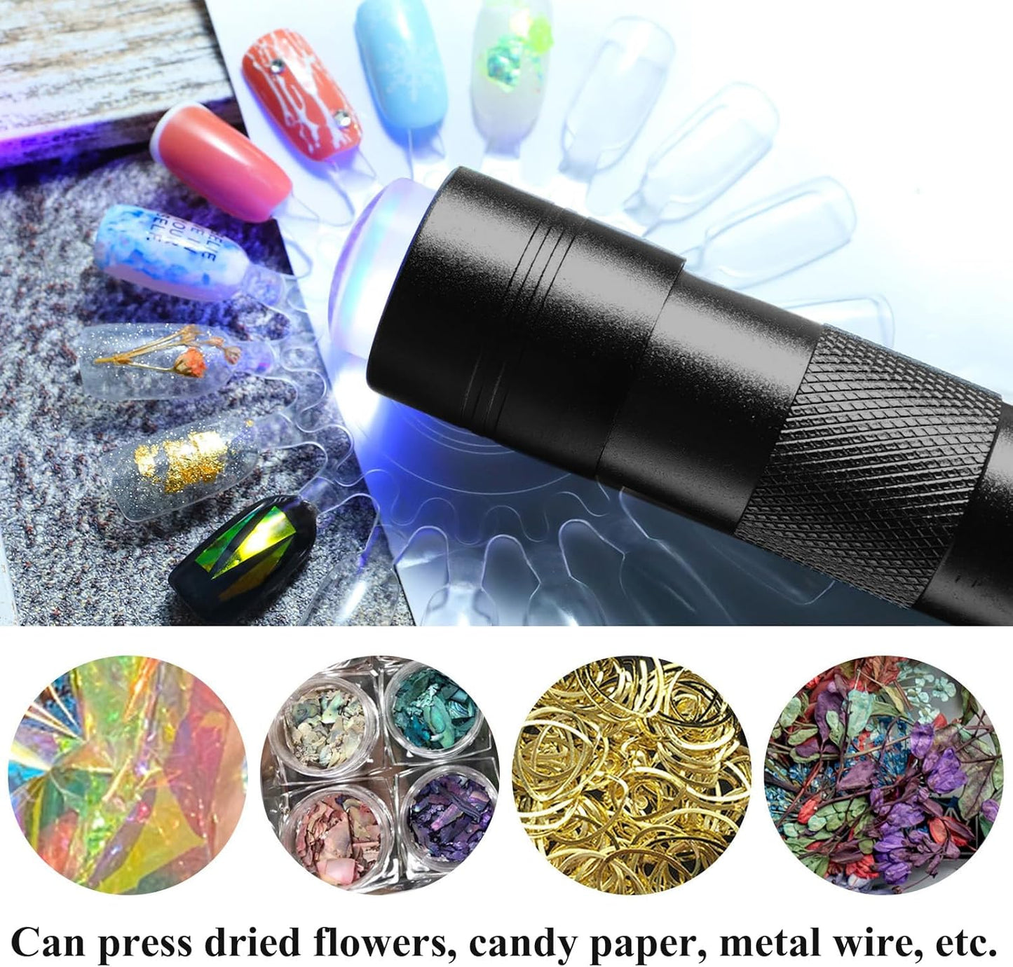 Portable Handheld UV Light For Gel Nails, LED Mini UV Nail Lamp With French Tip Stamp Silicone Head, Small Lámpara Para UñAs U V Flashlight Nail Dryer