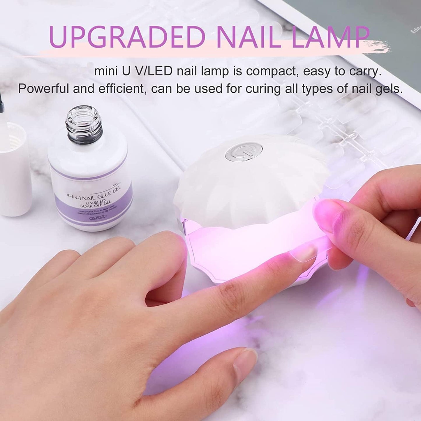 Mini Nail LED Lamp, 18W Shell-Shaped Nail Lamp Portable UV Light Nail Lamp USB Rechargeable Nail Polish Curing Lamps, Home Salon Nail Art DIY Tools Nail