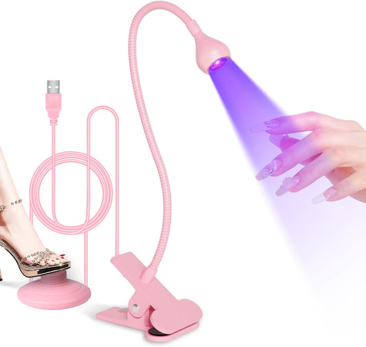 LED Nail Lamp, Quick Drying UV Light for Gel Nails Foot Control LED Nail Cure Lamp, Flash Cure Light with Gooseneck and Clamp for Gel Nails