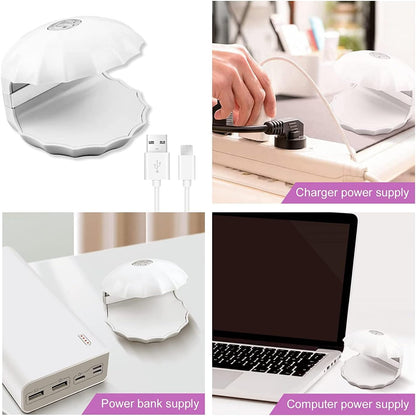Mini Nail LED Lamp, 18W Shell-Shaped Nail Lamp Portable UV Light Nail Lamp USB Rechargeable Nail Polish Curing Lamps, Home Salon Nail Art DIY Tools Nail