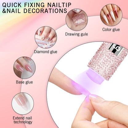 Handheld UV Light for Gel Nails, Glitter UV Nail Lamp, Cordless Portable Mini Gel Nail Lamp for Fast Curing, Rechargeable LCD Polish Nail Dryer