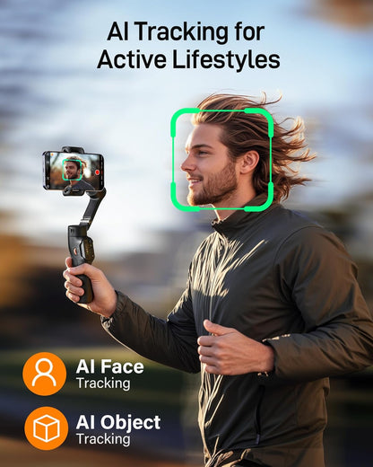 Gimbal Stabilizer for iPhone, Phone Stabilizer with Detachable Remote Control, Portable Foldable 3-Axis Phone Gimbal for Android