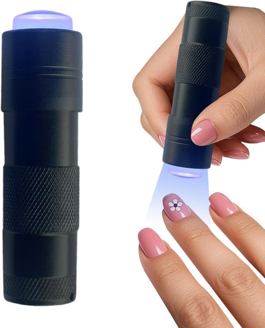 Portable Handheld UV Light For Gel Nails, LED Mini UV Nail Lamp With French Tip Stamp Silicone Head, Small Lámpara Para UñAs U V Flashlight Nail Dryer