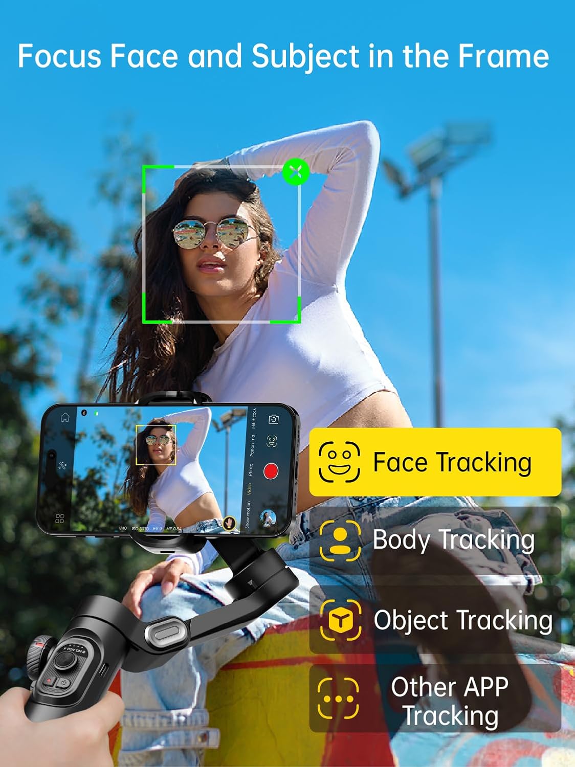 Phone Gimbal Stabilizer 3-Axis Smartphone Foldable Handheld Gimbal for iPhone with Focus Wheel TikTok YouTube Vlog Stabilizer for iPhone17 16 15 14 13 Pro Max Android-Smart XE