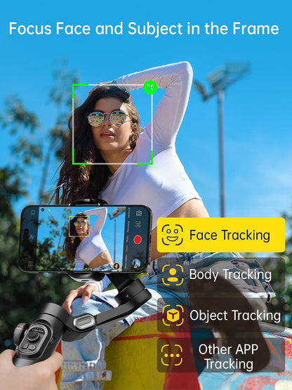 Phone Gimbal Stabilizer 3-Axis Smartphone Foldable Handheld Gimbal for iPhone with Focus Wheel TikTok YouTube Vlog Stabilizer for iPhone17 16 15 14 13 Pro Max Android-Smart XE