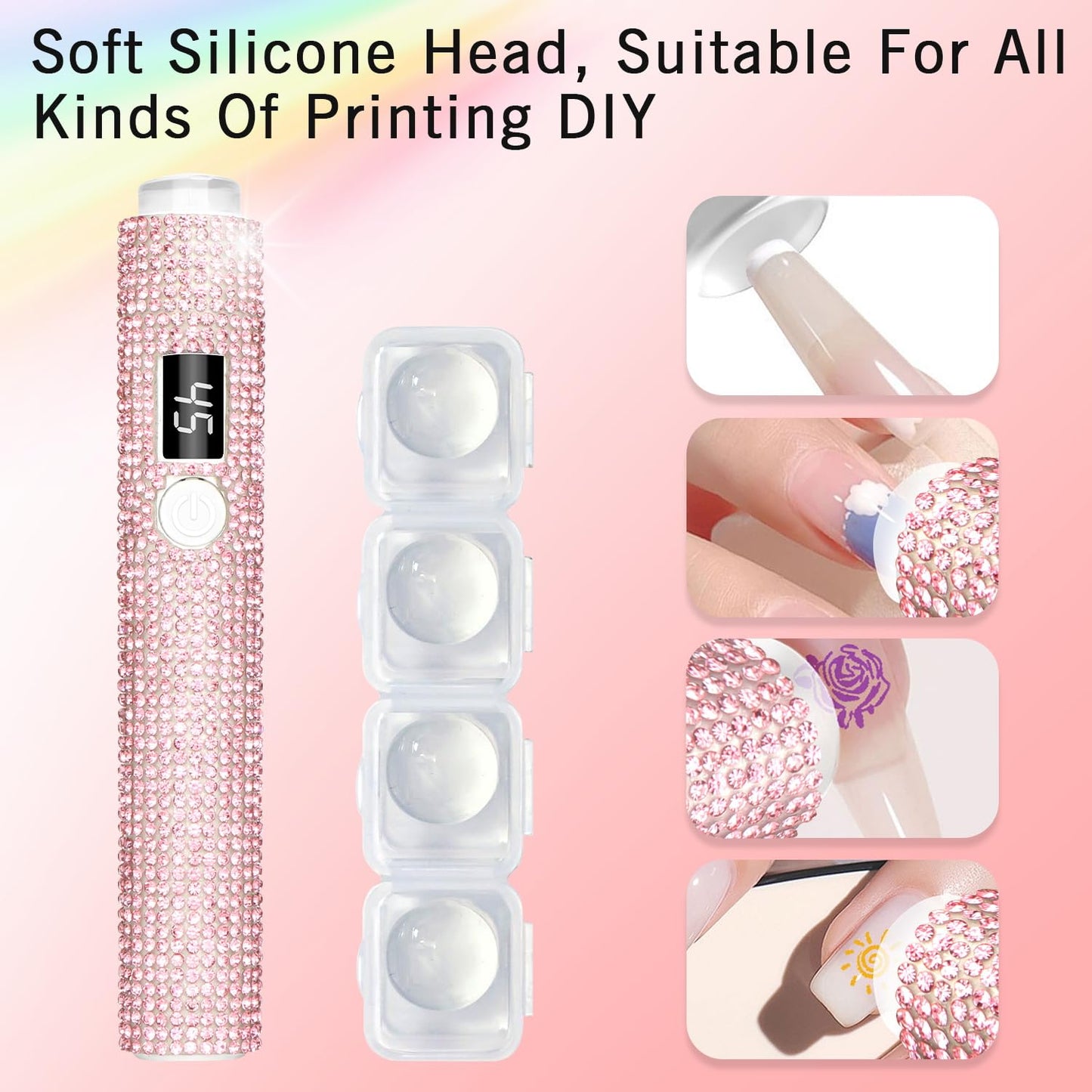Handheld UV Light for Gel Nails, Glitter UV Nail Lamp, Cordless Portable Mini Gel Nail Lamp for Fast Curing, Rechargeable LCD Polish Nail Dryer
