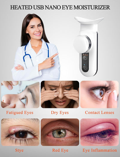 Heated USB Nano Eye Moisturizer & Soother - Portable Drops Steamer for Dry Eye, Rechargeable Electric Mist Sprayer With Warm Compress