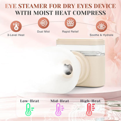 Portable Heated Eye Steamer for Dry Eyes - 3 Heat Settings, Warm Moist Heat Therapy to Restore Natural Tears, Dry Eye Relief Sprayer