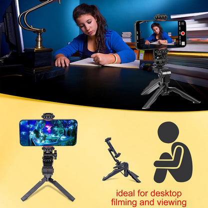 Phone Tripod Stabilizer, Smartphone Handheld Portable Selfie Stick Desktop Tabletop Stand Mount Holder for All Smartphones
