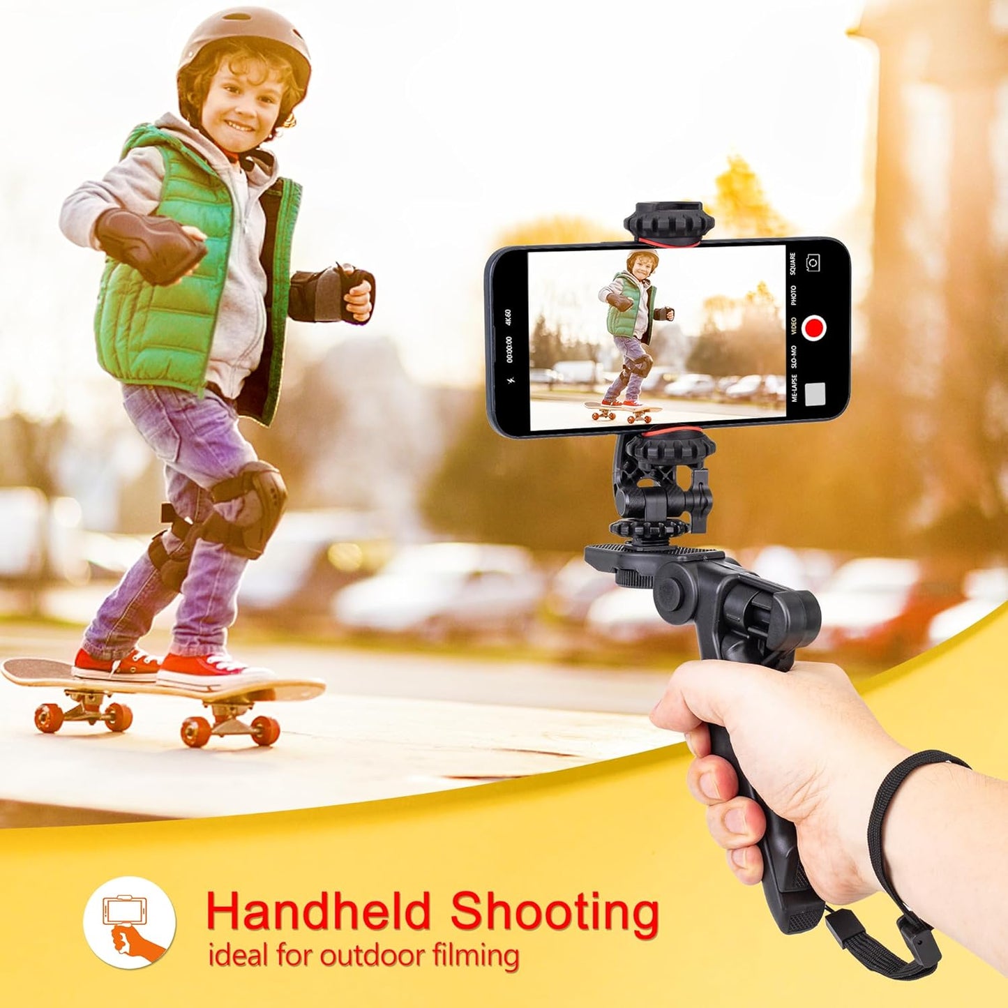 Phone Tripod Stabilizer, Smartphone Handheld Portable Selfie Stick Desktop Tabletop Stand Mount Holder for All Smartphones