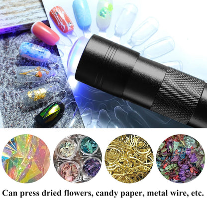 Portable Handheld UV Light For Gel Nails, LED Mini UV Nail Lamp With French Tip Stamp Silicone Head, Small Lámpara Para UñAs U V Flashlight Nail Dryer